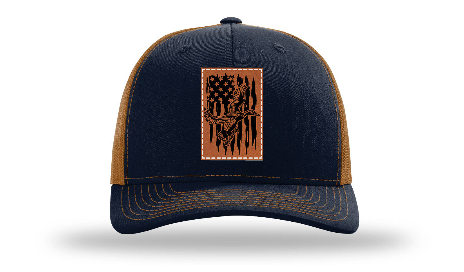 Duck Flag Leather Patch Richardson 112 Hat-Navy / Caramel