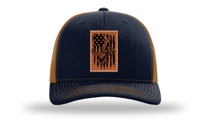 Duck Flag Leather Patch Richardson 112 Hat-Navy / Caramel