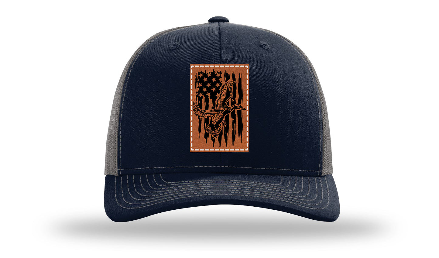 Duck Flag Leather Patch Richardson 112 Hat-Navy / Charcoal
