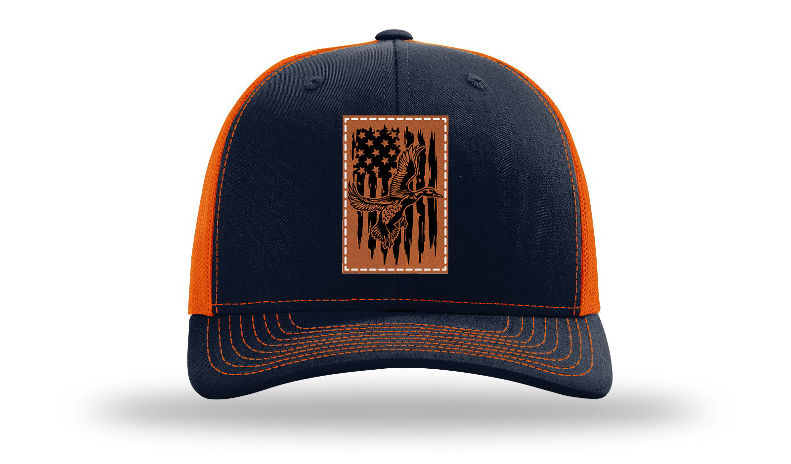 Duck Flag Leather Patch Richardson 112 Hat-Navy / Orange