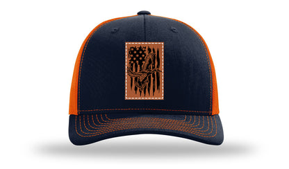 Duck Flag Leather Patch Richardson 112 Hat-Navy / Orange