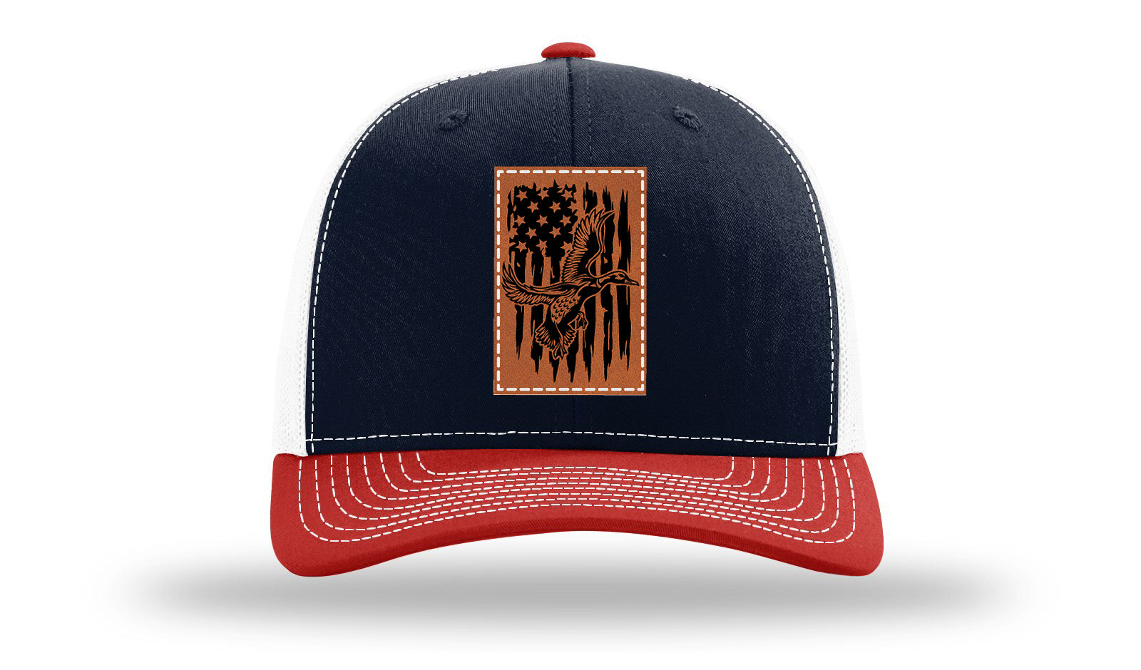 Duck Flag Leather Patch Richardson 112 Hat-Navy / White / Red