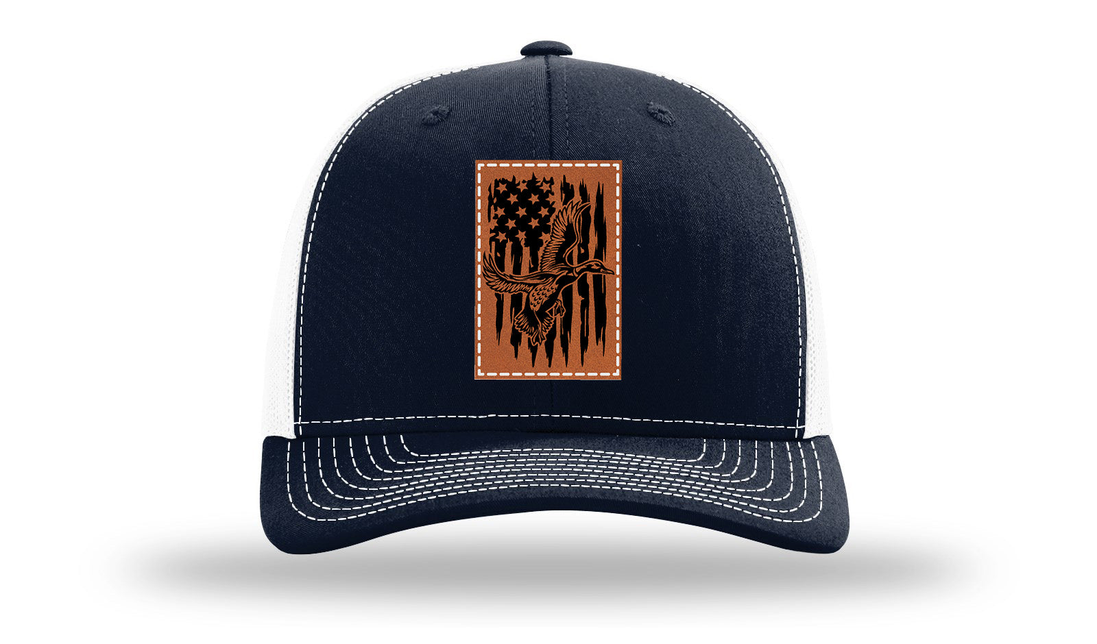Duck Flag Leather Patch Richardson 112 Hat-Navy / White