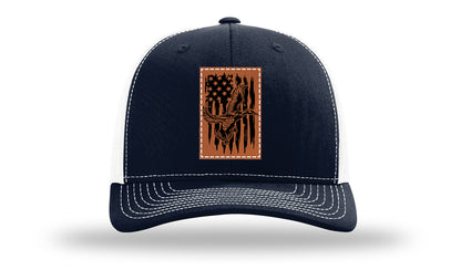 Duck Flag Leather Patch Richardson 112 Hat-Navy / White