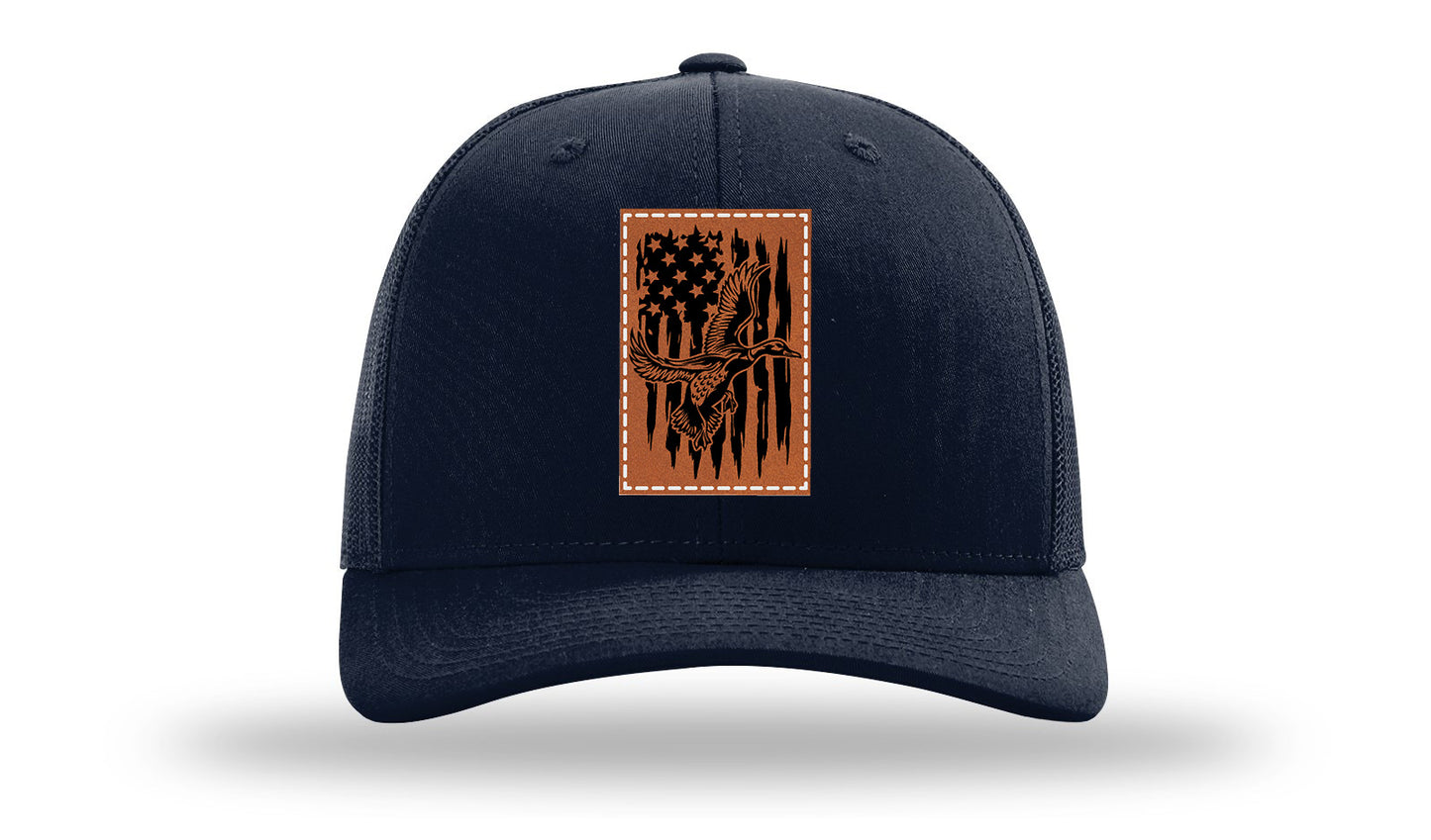 Duck Flag Leather Patch Richardson 112 Hat-Navy