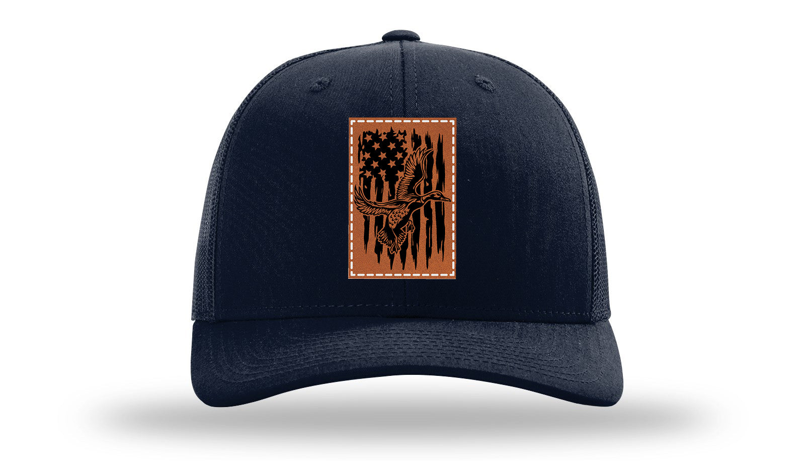 Duck Flag Leather Patch Richardson 112 Hat-Navy