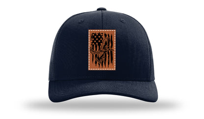 Duck Flag Leather Patch Richardson 112 Hat-Navy
