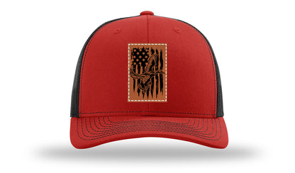 Duck Flag Leather Patch Richardson 112 Hat-Red / Black