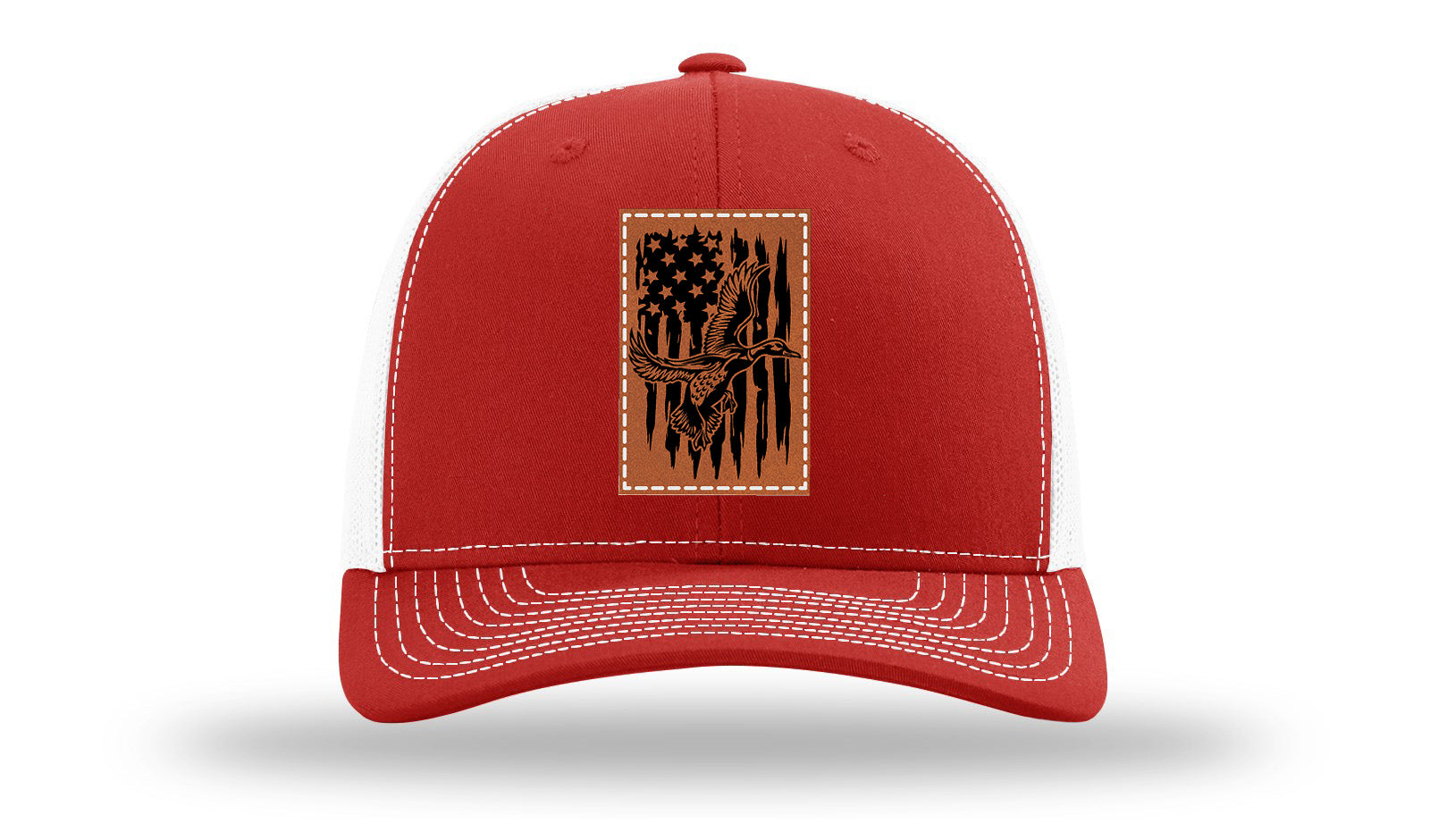 Duck Flag Leather Patch Richardson 112 Hat-Red / White