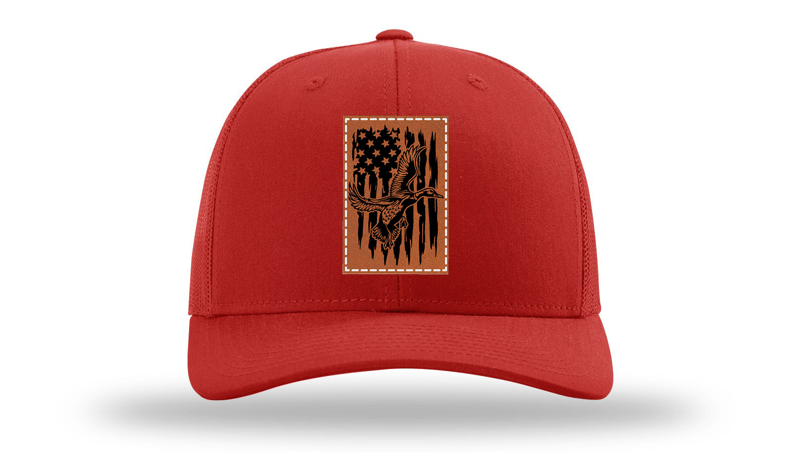 Duck Flag Leather Patch Richardson 112 Hat-Red