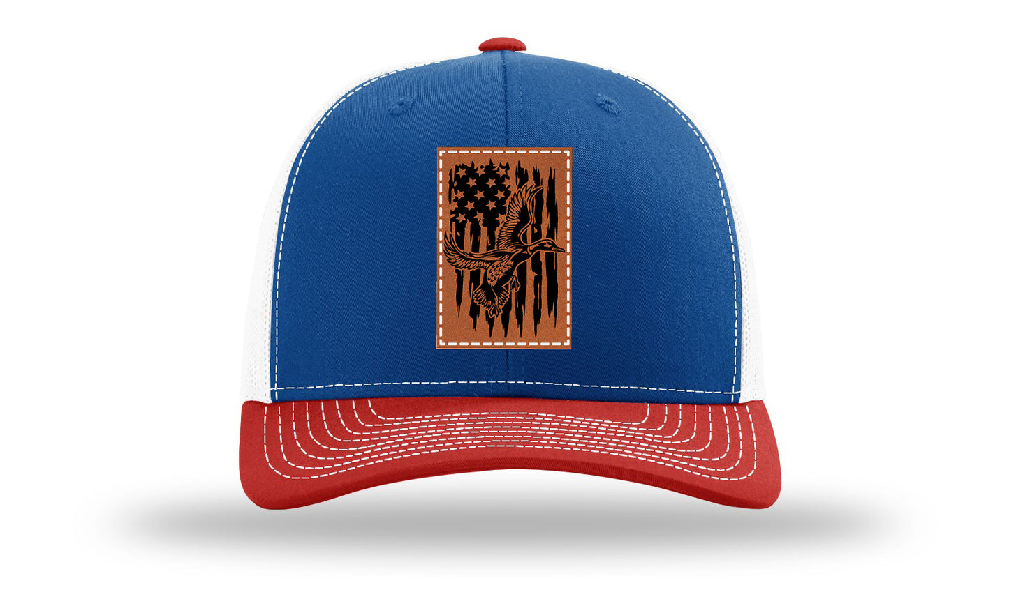 Duck Flag Leather Patch Richardson 112 Hat-Royal / White / Red