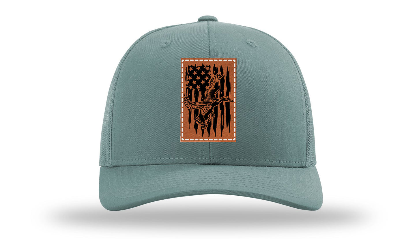 Duck Flag Leather Patch Richardson 112 Hat-Smoke Blue
