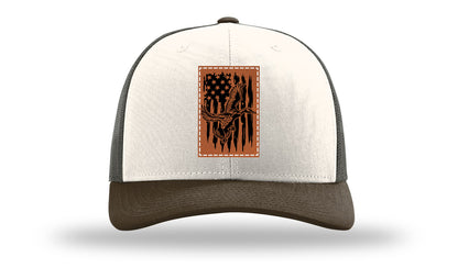Duck Flag Leather Patch Richardson 112 Hat-Cream / Gray Brown / Brown