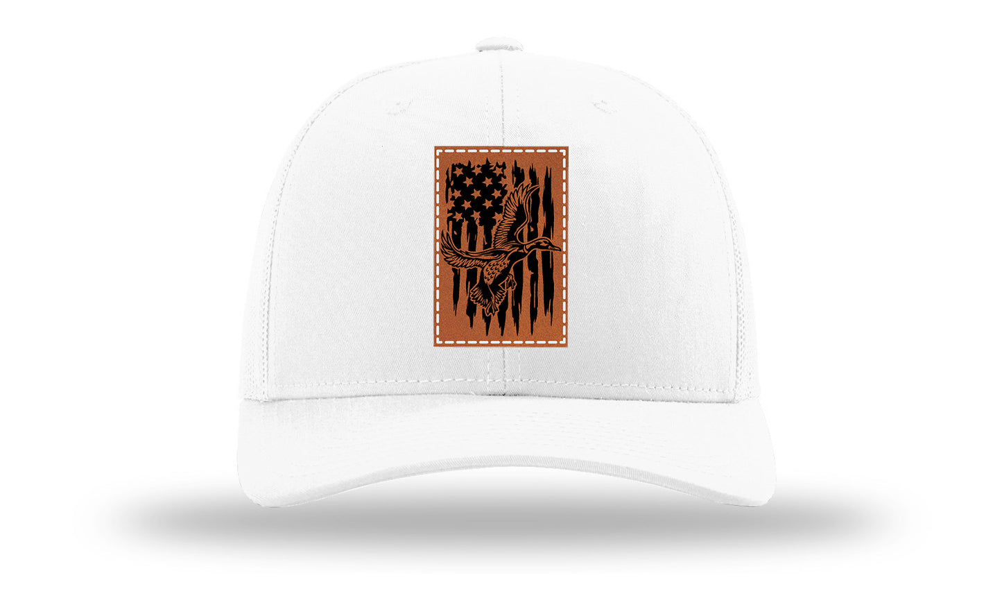 Duck Flag Leather Patch Richardson 112 Hat-White