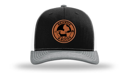 Beards & Bucks Leather Patch Richardson 112 Hat-Black / White / Heather Grey
