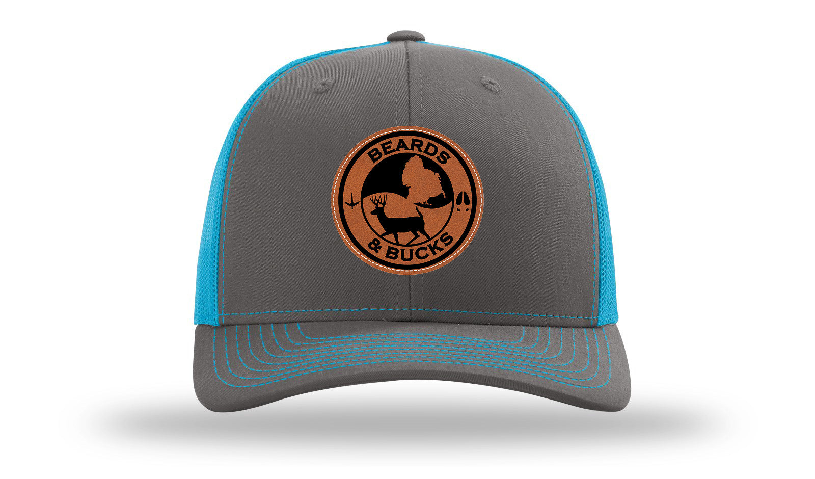 Beards & Bucks Leather Patch Richardson 112 Hat-Charcoal / Neon Blue
