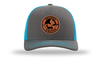 Beards & Bucks Leather Patch Richardson 112 Hat-Charcoal / Neon Blue