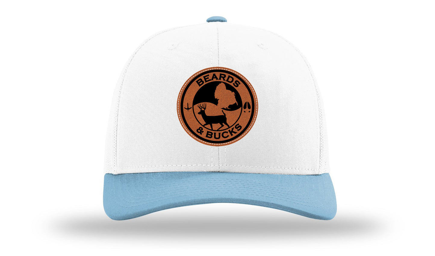 Beards & Bucks Leather Patch Richardson 112 Hat-White /Columbia Blue - CMB