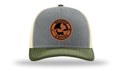 Beards & Bucks Leather Patch Richardson 112 Hat-Heather Grey / Birch / Army Olive