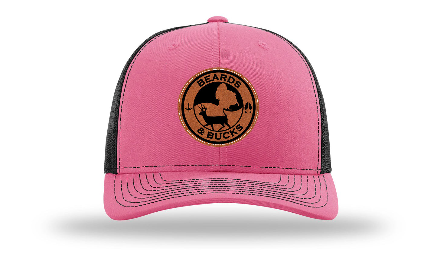 Beards & Bucks Leather Patch Richardson 112 Hat-Hot Pink / Black