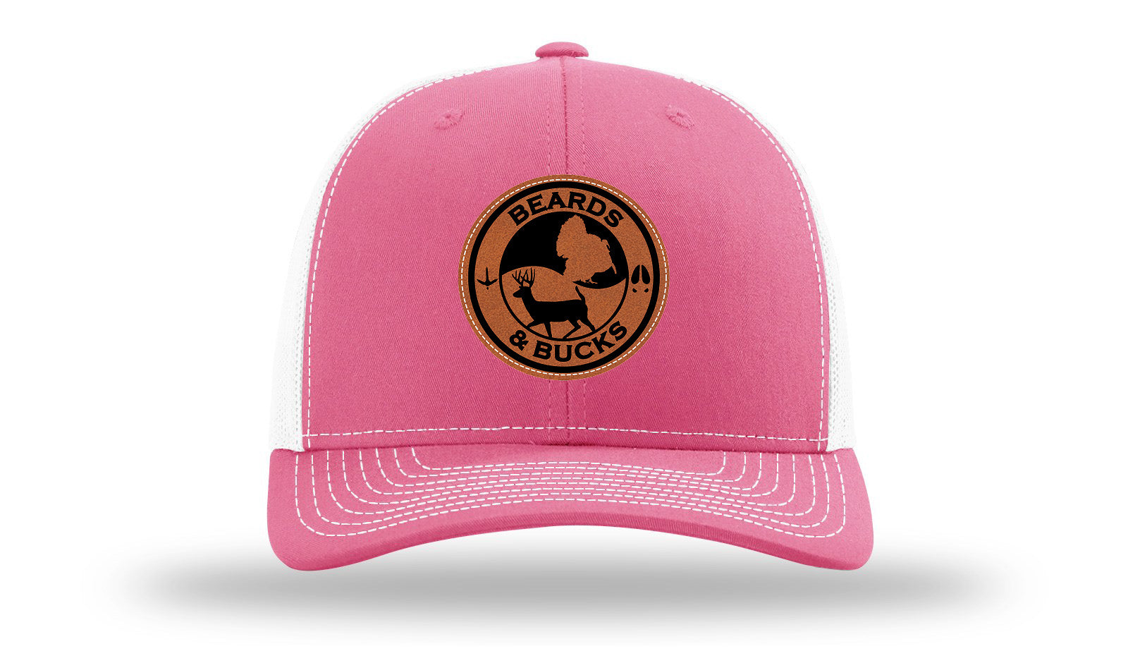 Beards & Bucks Leather Patch Richardson 112 Hat-Hot Pink / White