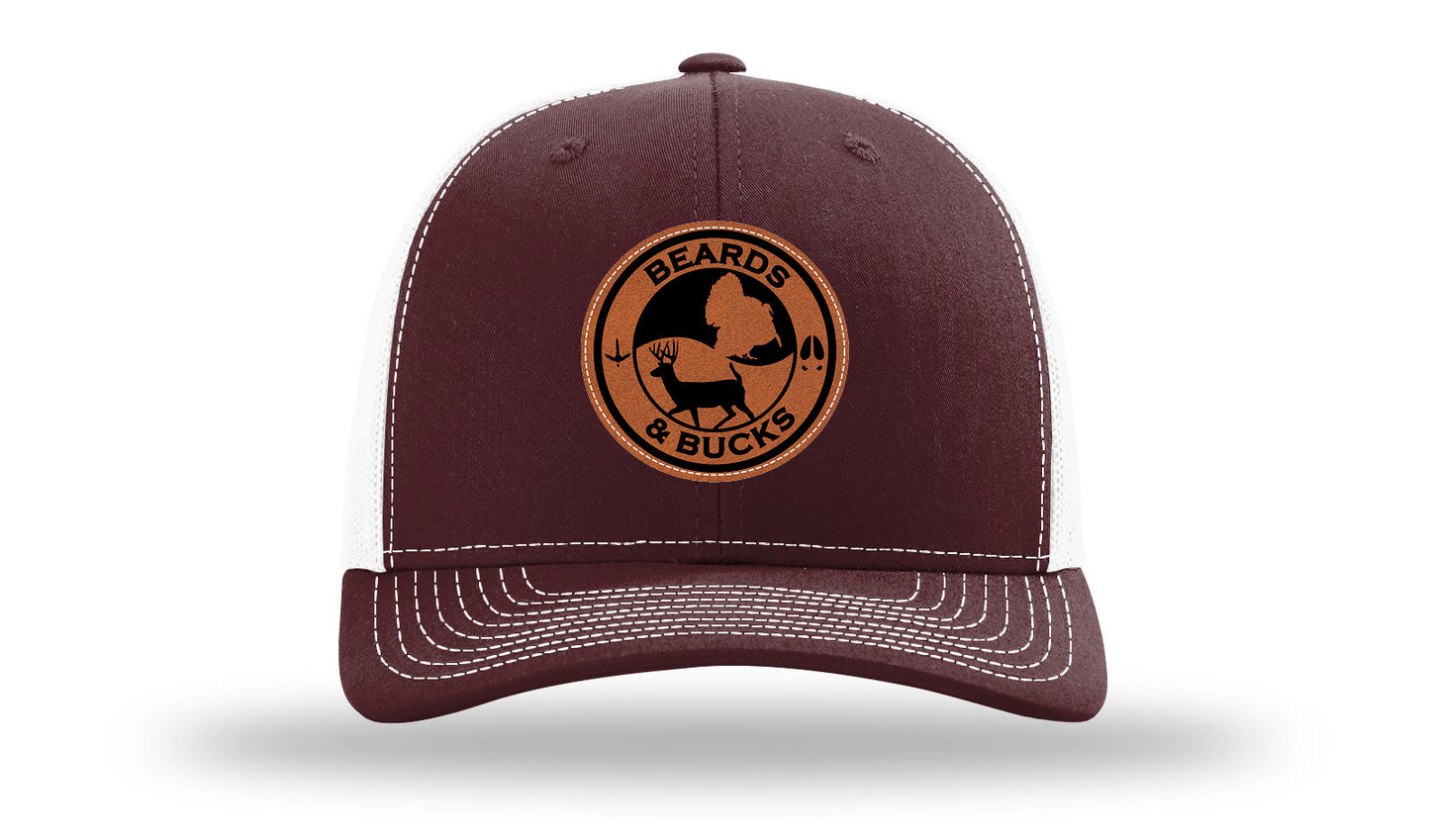 Beards & Bucks Leather Patch Richardson 112 Hat-Maroon / White