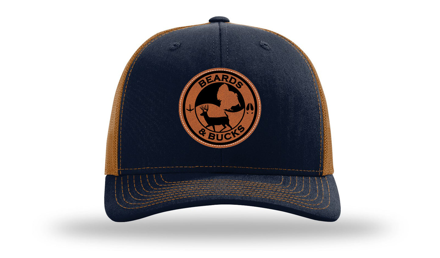 Beards & Bucks Leather Patch Richardson 112 Hat-Navy / Caramel