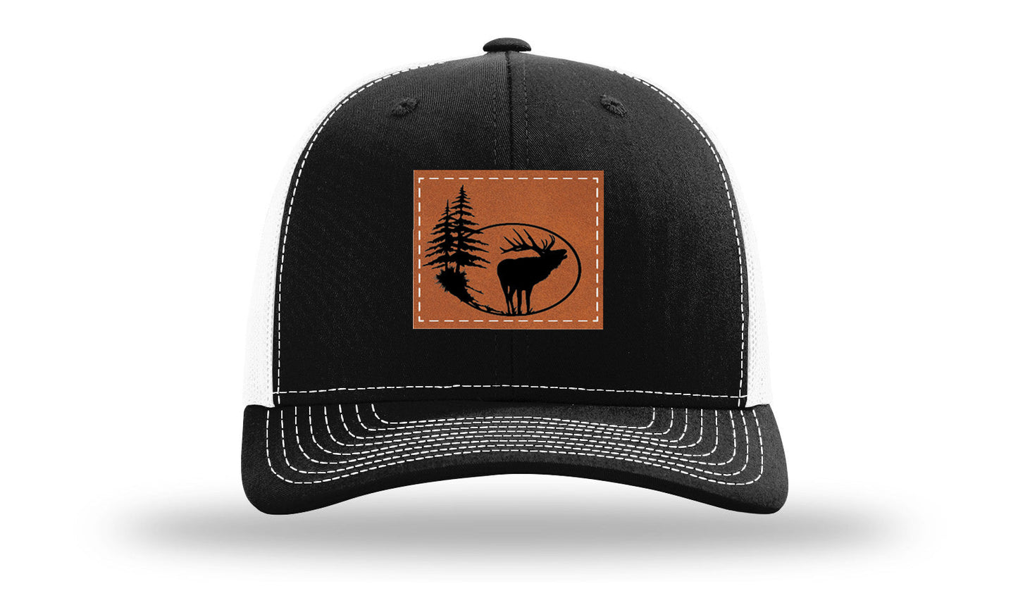 Elk In Trees Leather Patch Richardson 112 Hat