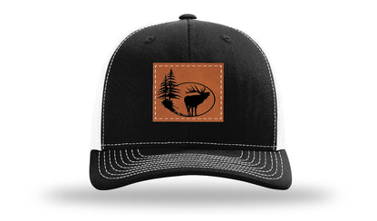 Elk In Trees Leather Patch Richardson 112 Hat