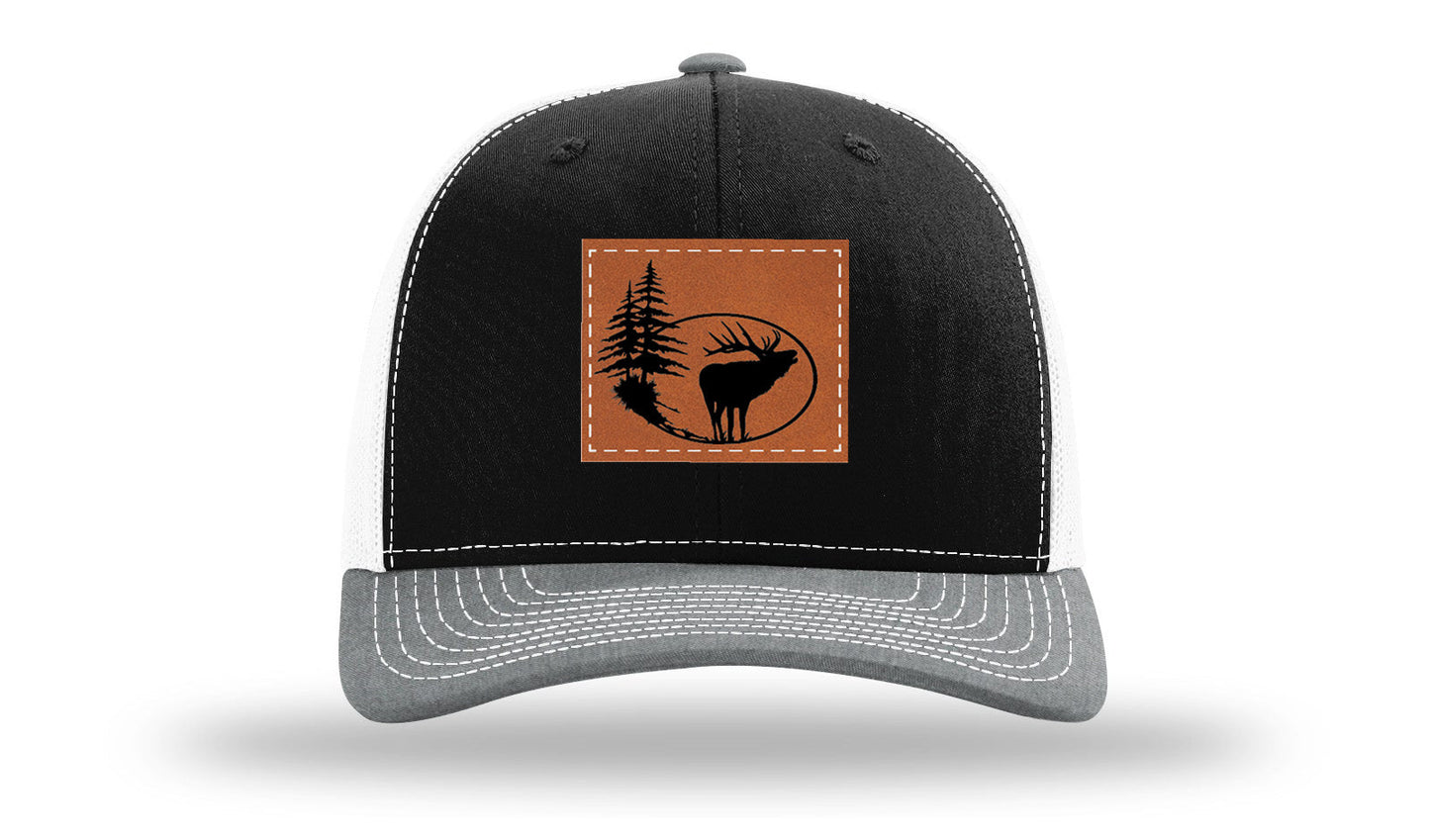 Elk In Trees Leather Patch Richardson 112 Hat