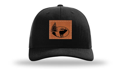 Elk In Trees Leather Patch Richardson 112 Hat