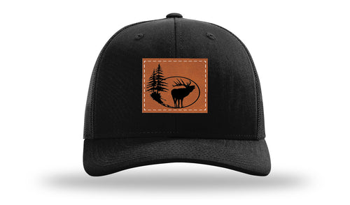 Richarson 112 Black Hat with 'Girl Dad' text Rawhide Leather Patch Hat with White stitching.