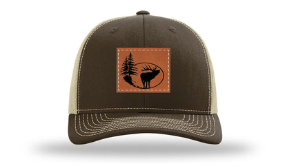 Elk In Trees Leather Patch Richardson 112 Hat