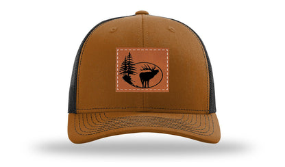 Elk In Trees Leather Patch Richardson 112 Hat