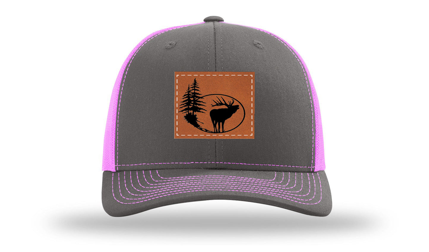 Elk In Trees Leather Patch Richardson 112 Hat