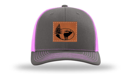 Elk In Trees Leather Patch Richardson 112 Hat