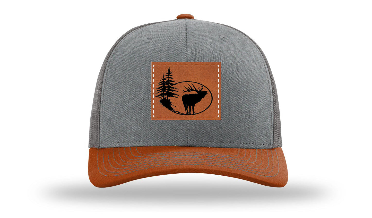Elk In Trees Leather Patch Richardson 112 Hat