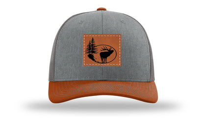 Elk In Trees Leather Patch Richardson 112 Hat