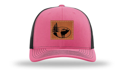 Elk In Trees Leather Patch Richardson 112 Hat