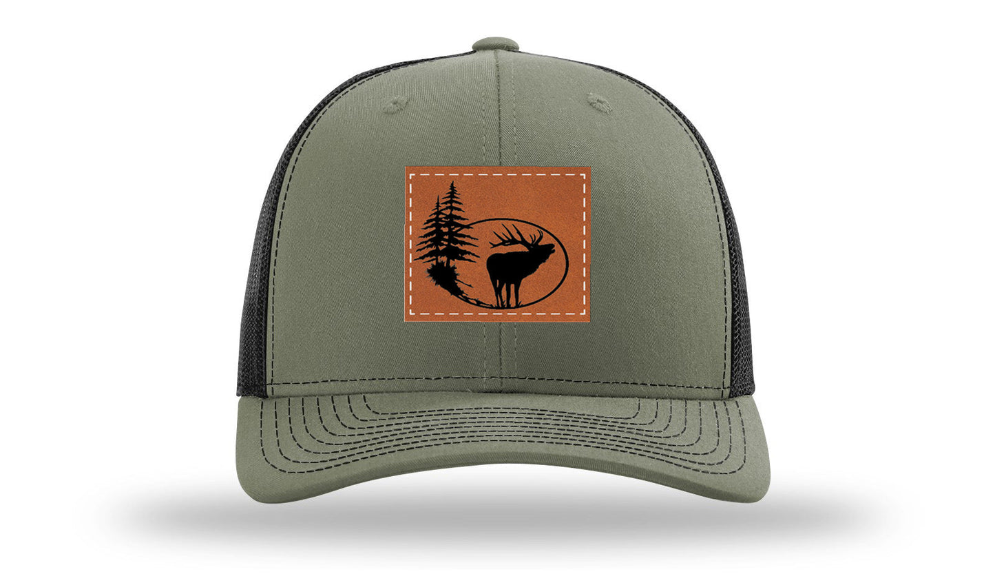 Elk In Trees Leather Patch Richardson 112 Hat
