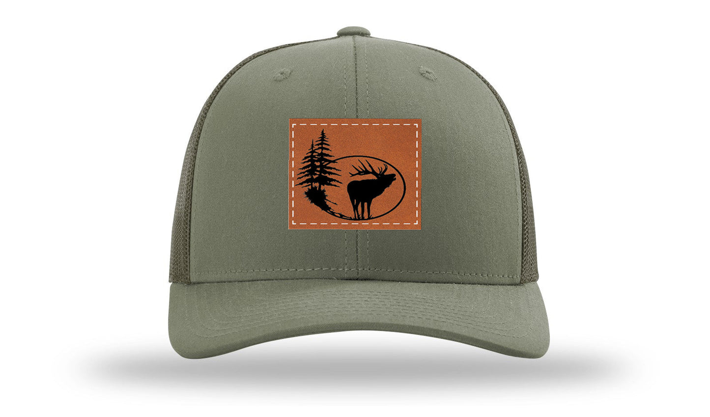 Elk In Trees Leather Patch Richardson 112 Hat