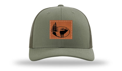 Elk In Trees Leather Patch Richardson 112 Hat