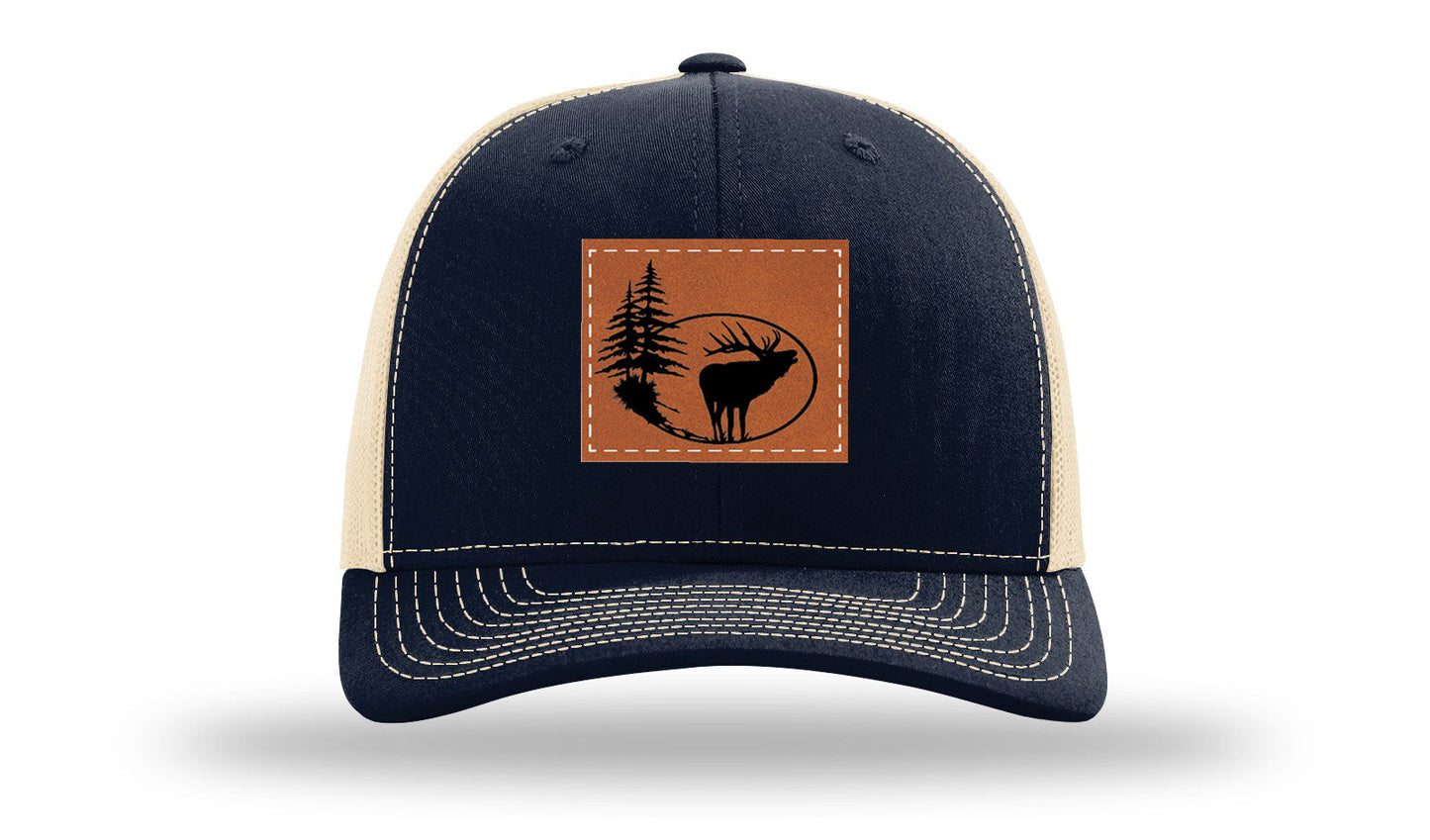Elk In Trees Leather Patch Richardson 112 Hat