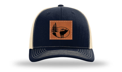Elk In Trees Leather Patch Richardson 112 Hat