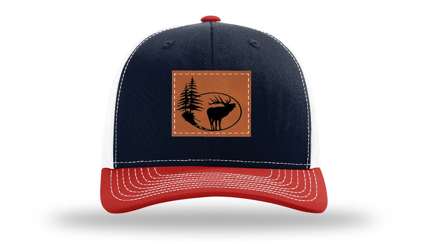 Elk In Trees Leather Patch Richardson 112 Hat