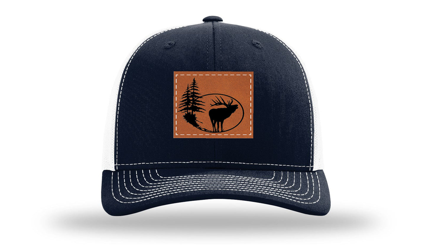 Elk In Trees Leather Patch Richardson 112 Hat