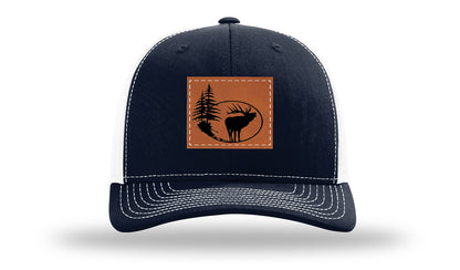 Elk In Trees Leather Patch Richardson 112 Hat
