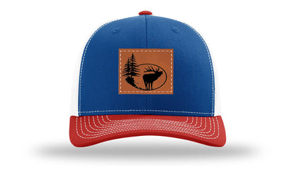 Elk In Trees Leather Patch Richardson 112 Hat