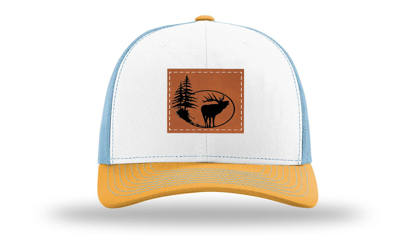 Elk In Trees Leather Patch Richardson 112 Hat