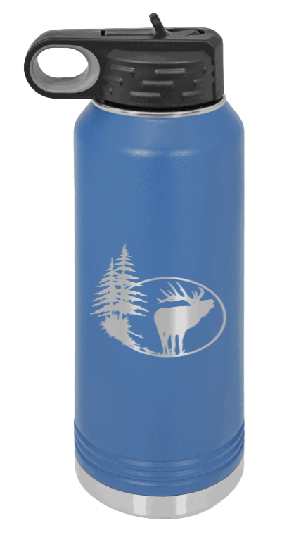 Elk in Trees - 32oz Water Bottle- Royal Blue